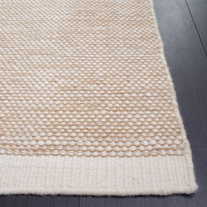 Hand-Tufted Taupe and Ivory Wool Square Rug