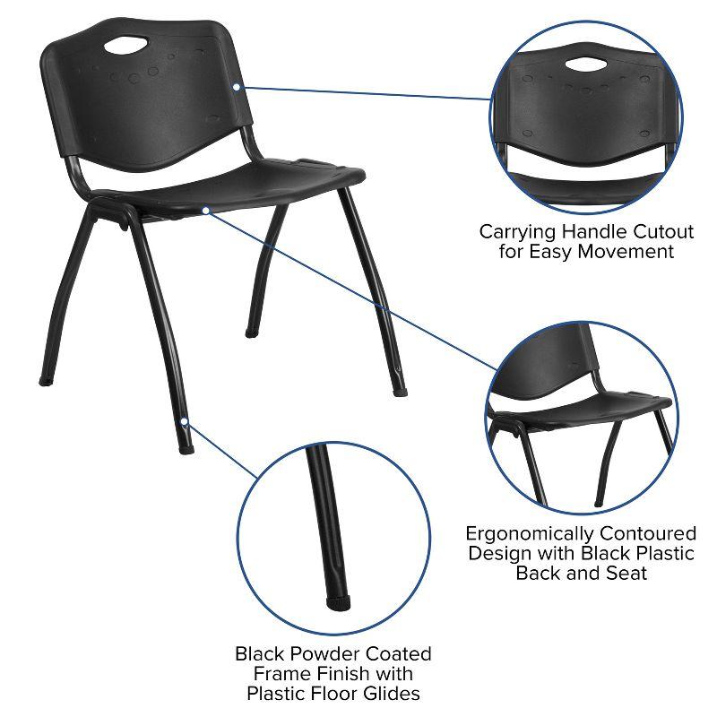 Black Powder-Coated Metal Stacking Office Chair