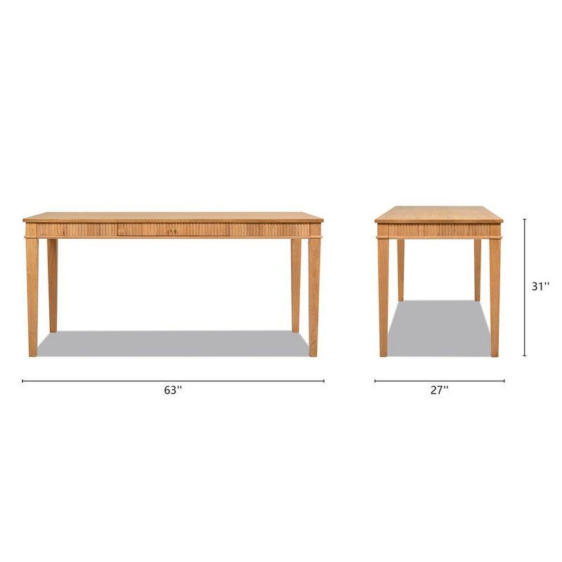 Dumont Modern Farmhouse 1-Drawer Fluted Home Office Writing Desk, Natural Blonde Solid Rubberwood & Rubberwood Veneer