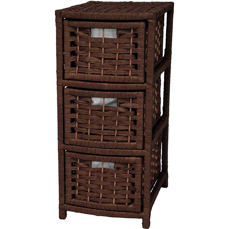 Mocha Bohemian 3-Drawer Natural Fiber Storage Chest