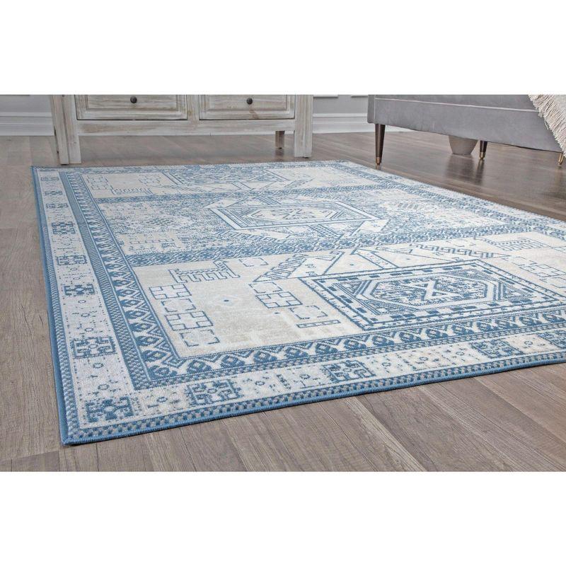 Rugs America Freida FY60A Azure Vintage Farmhouse Area Rug for Dining Room Rug Neutral Rug Living Room Rug Kitchen, 5'x7'