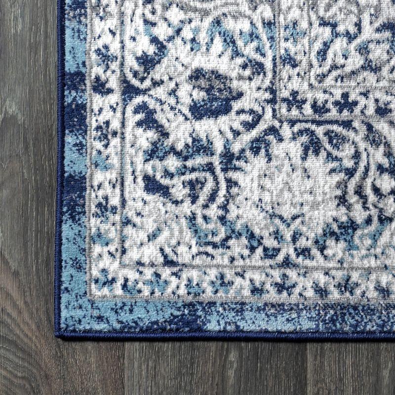 5'x8' Modern Vintage Medallion Area Rug, Navy /Light Grey - JONATHAN Y