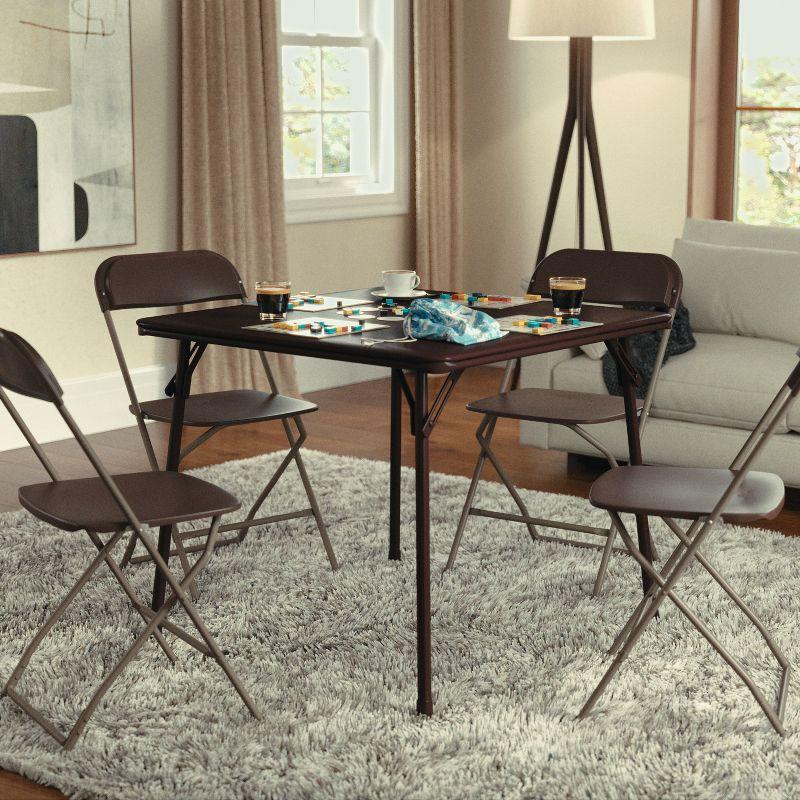 Emma and Oliver Brown Foldable Card Table with Vinyl Table Top - Game Table - Portable Table