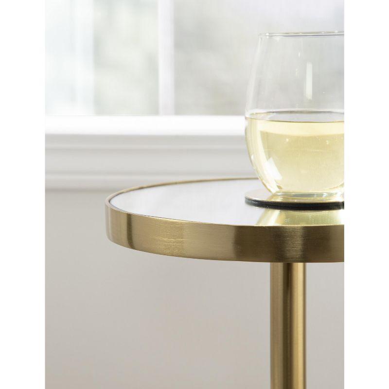 Gold and White Marble Mirrored Drink Table