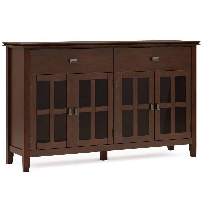 Simpli Home Artisan 60"W Solid Wood Sideboard Buffet with and Tempered Glass Doors and 3 Drawers