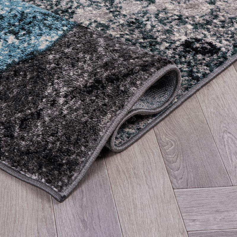 World Rug Gallery Contemporary Floral Design Area Rug - Blue 5'x7'