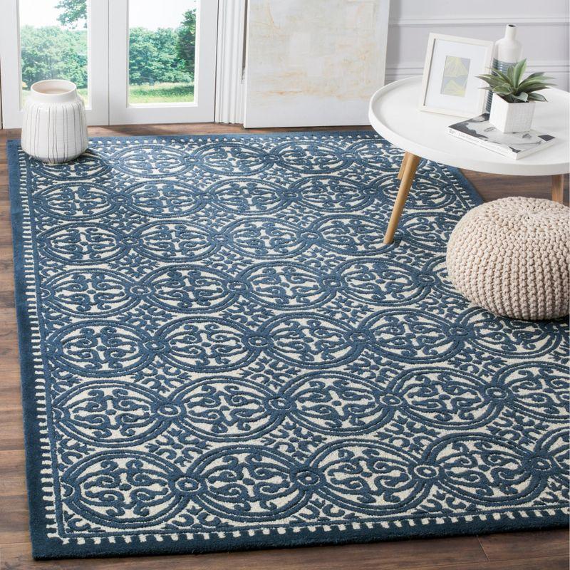 Ivory Geometric Hand-Tufted Wool Rectangular Rug