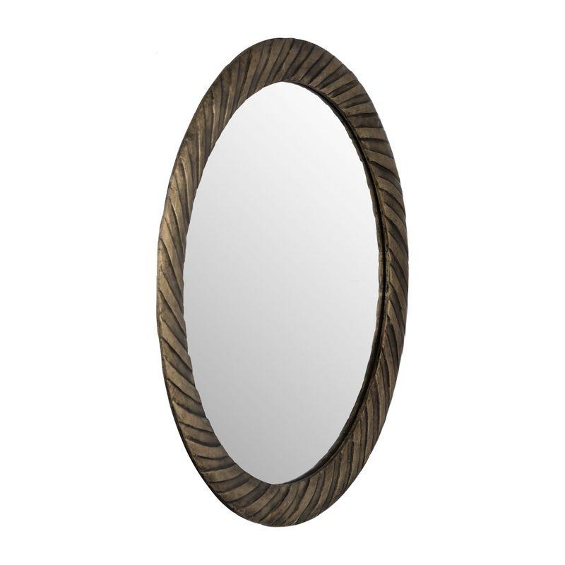 SAGEBROOK HOME 29" Metal Hurricane Pattern Mirror Bronze: Contemporary Style, Hand-Painted, Wall Mounted