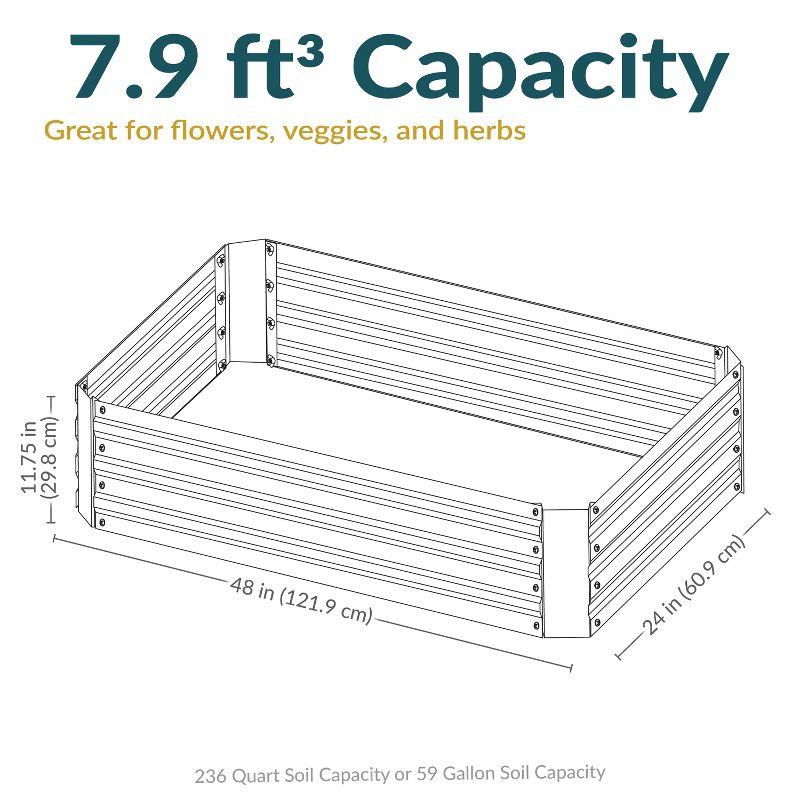 Sunnydaze Hot Dip Galvanized Steel Raised Garden Bed for Plants, Vegetables, and Flowers - 48" L x 11.75" H - Dark Gray