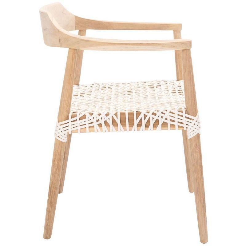 Munro Leather Woven Accent Chair - ACH1005 - Natural/White - Safavieh