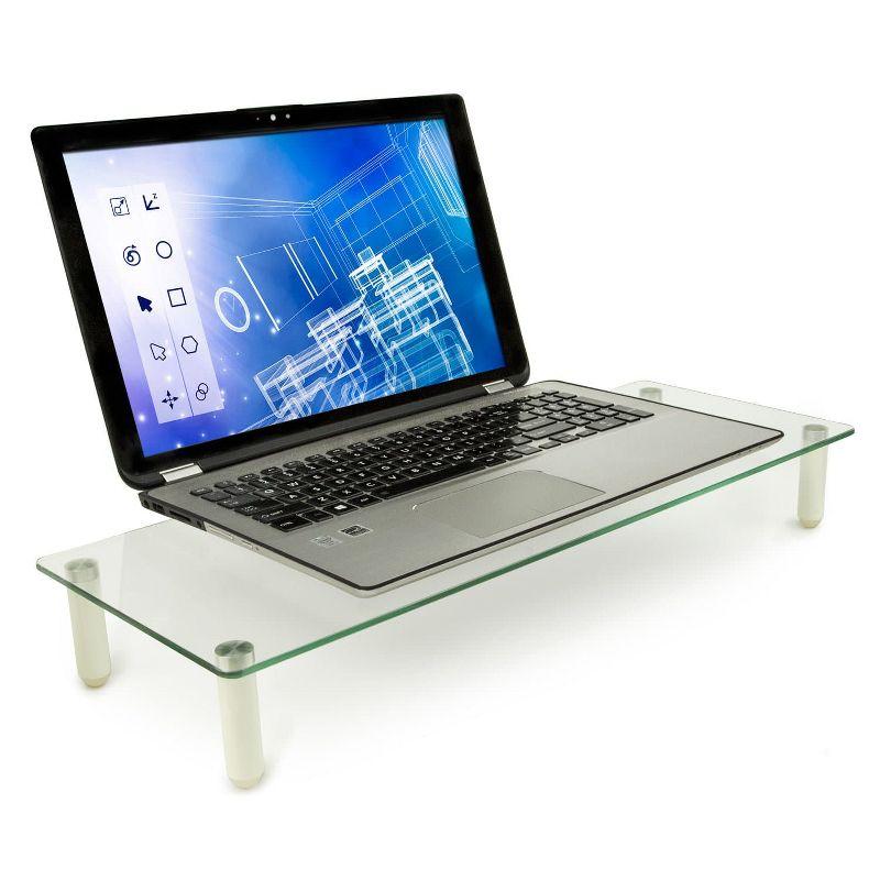 Mount-it Mount-It! Glass Computer Monitor Riser and Laptop Stand, 22 Inches Wide, 44 Lbs. Carrying Capacity