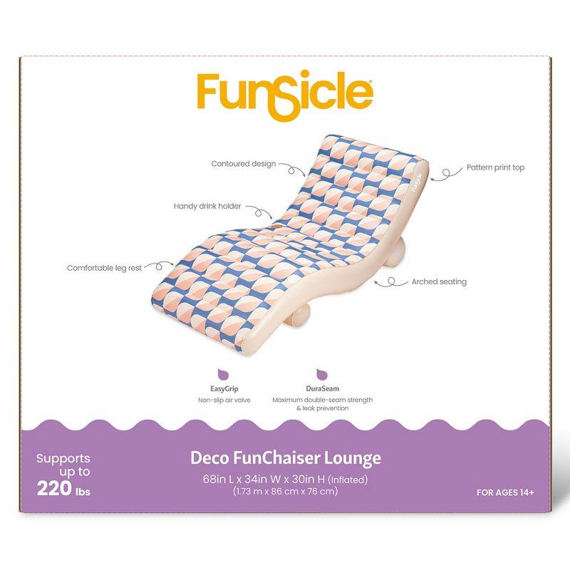 Funsicle: Inflatable Deco FunChaiser Pool & Water Float Lounge - Blue & Cream