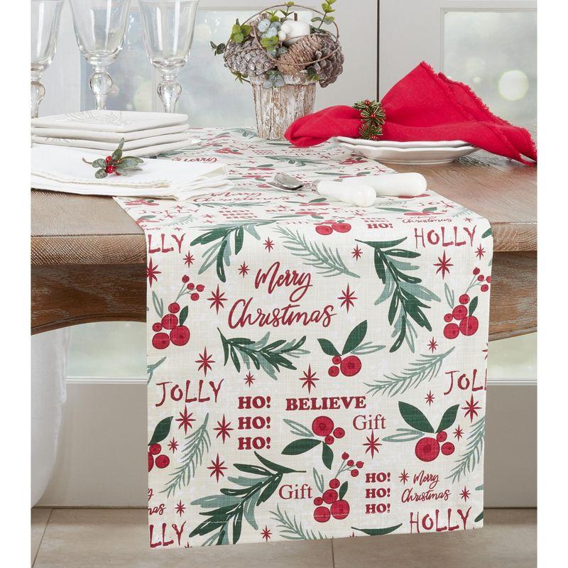 Saro Lifestyle Holly Christmas Design Table Runner