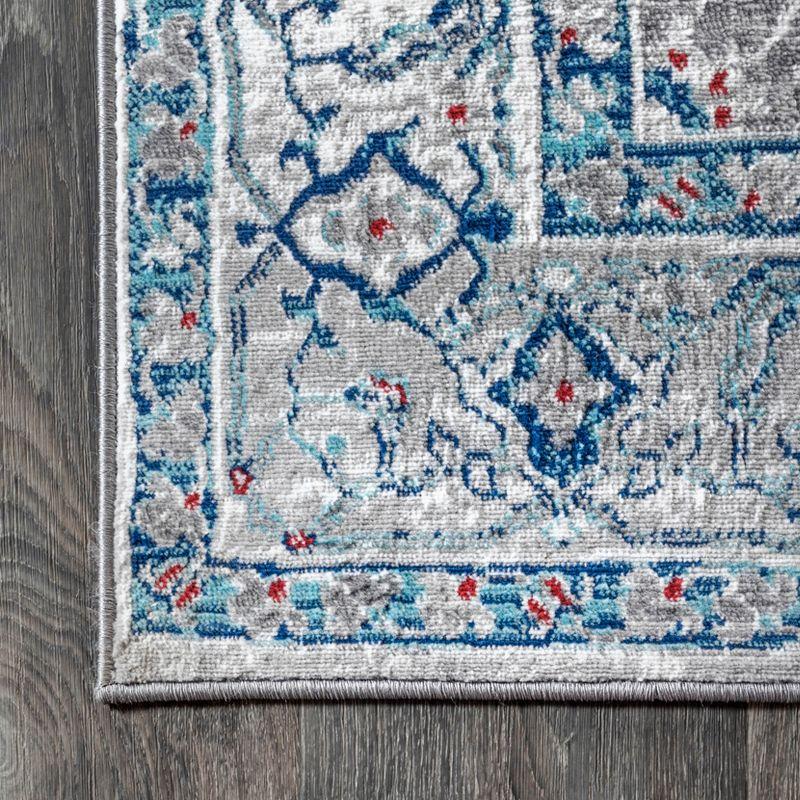 4'x6' Modern Persian Vintage Medallion Area Rug, Light Grey/Blue - JONATHAN Y