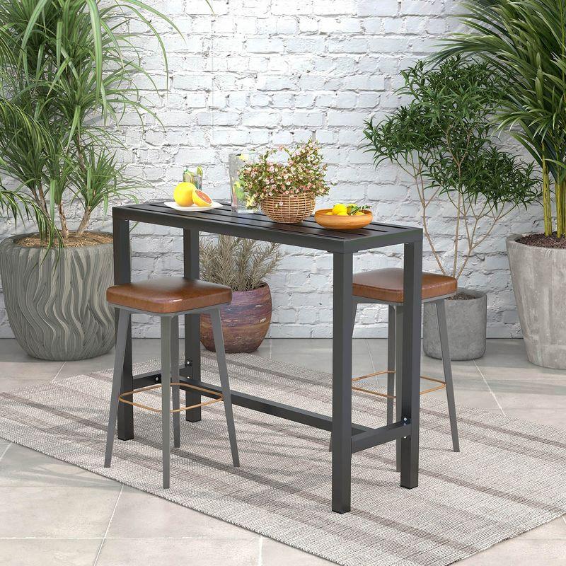 Costway Outdoor Metal Bar Table 48'' Patio Rectangular Counter Height Dining Table Black