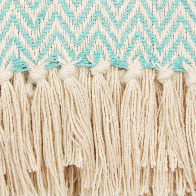 50"x60" Handloom Chevron Throw Blanket Aqua Blue - Design Imports: Cotton, Woven, Lightweight