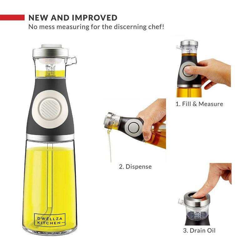 Dwellza Kitchen Cooking Olive Oil Dispenser Bottles For Kitchen With Drain And Measurements