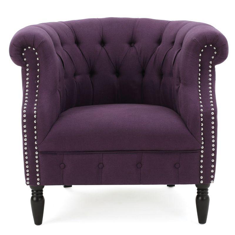 Akira Club Chair - Purple - Christopher Knight Home: Upholstered Barrel Accent, Hardwood Frame, 250lb Capacity