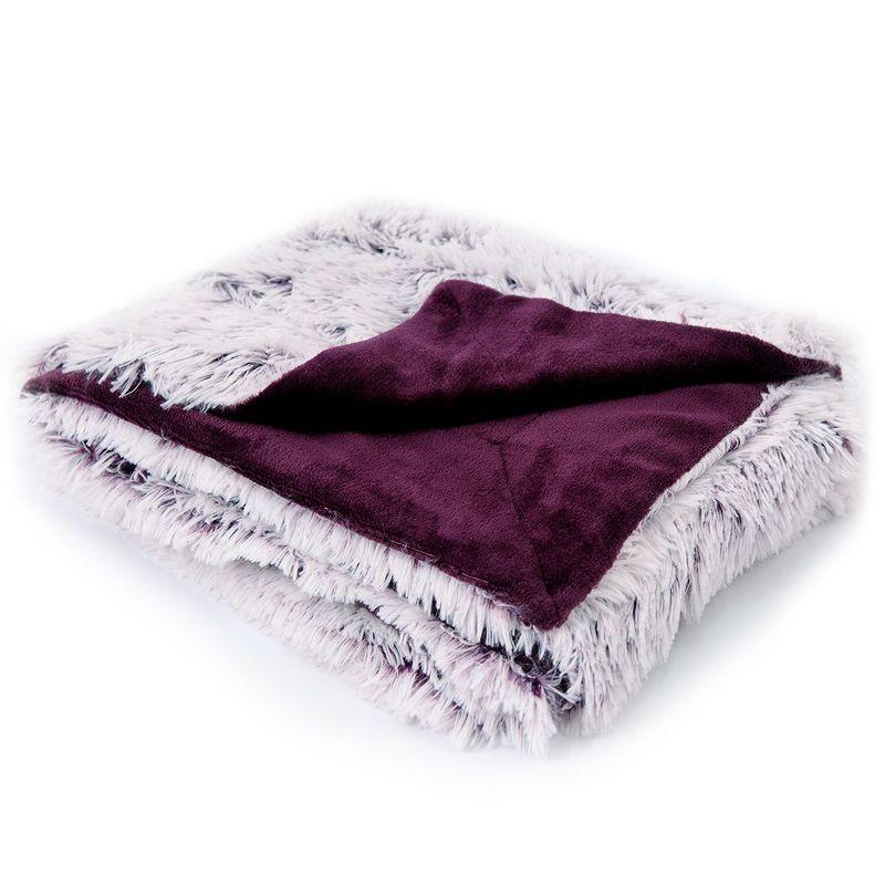 Cheer Collection Long Shaggy Hair Throw Blanket - Purple Ombre (60" x 70")