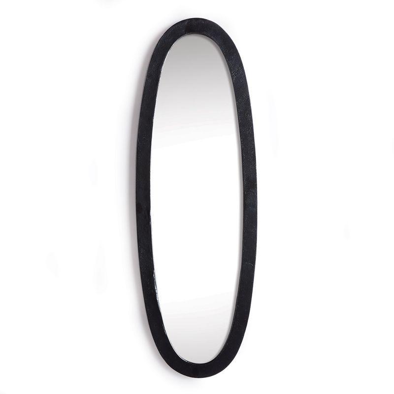 Plum & Post 13"W x 1"D x 38.75"H Lamelle Black Framed Full Oval Full Length Wall Mirror