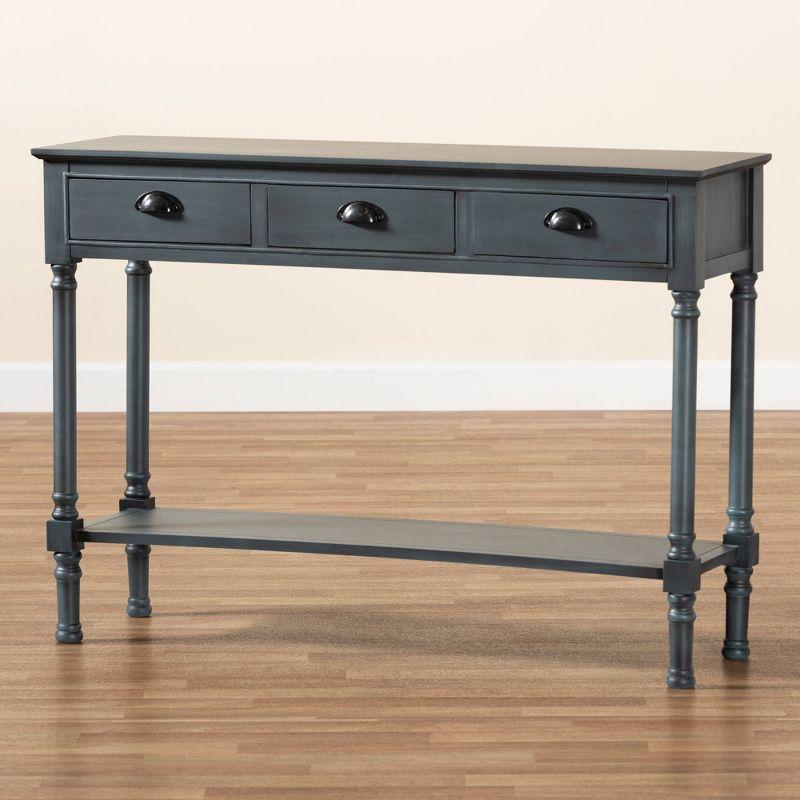 Garvey Grey Wood and Metal 3-Drawer Console Table with Storage