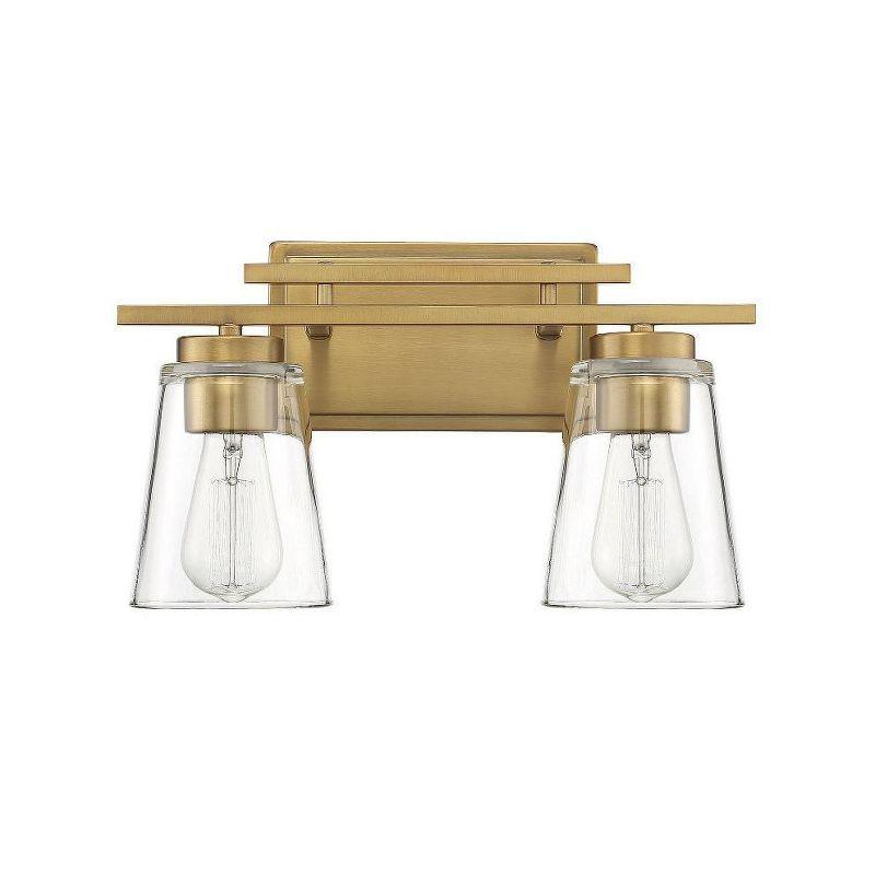 Calhoun Warm Brass 2-Light Vanity with Clear Glass Shades