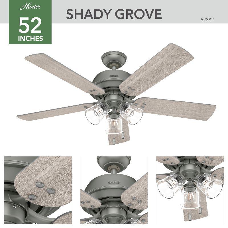 52" Shady Grove Ceiling Fan with Light Kit and Pull Chain (Includes LED Light Bulb) - Hunter Fan