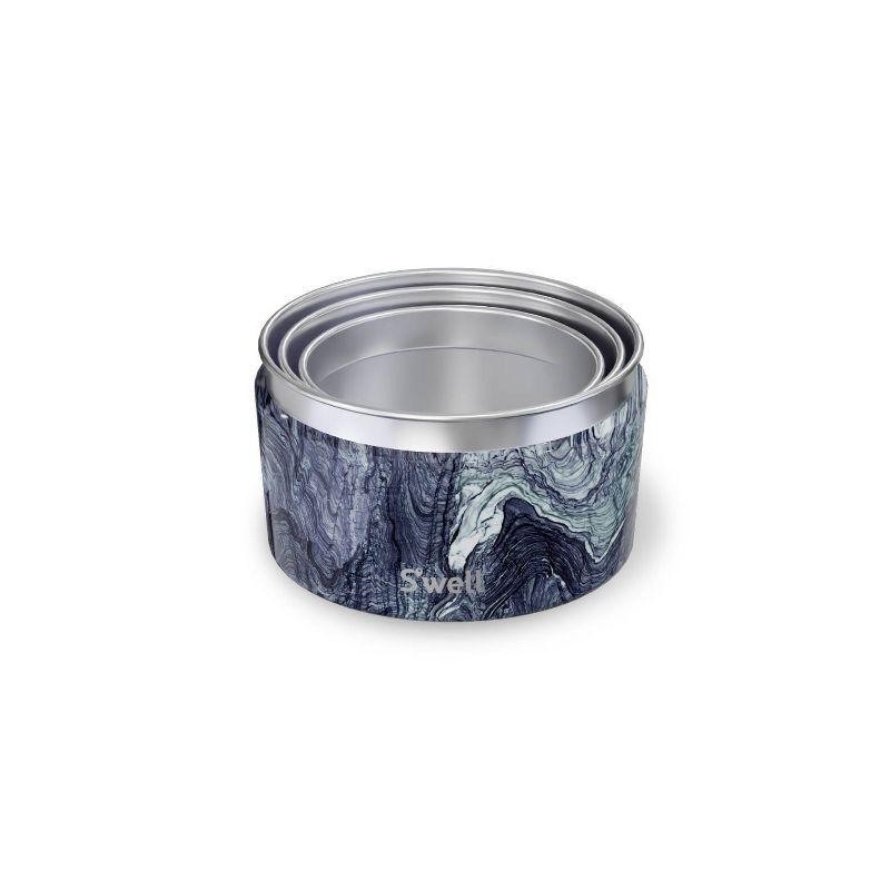 S'well Food Storage Canister Set Azurite Marble: Stainless Steel, Silicone Lid, Dishwasher-Safe, 3-Piece Set