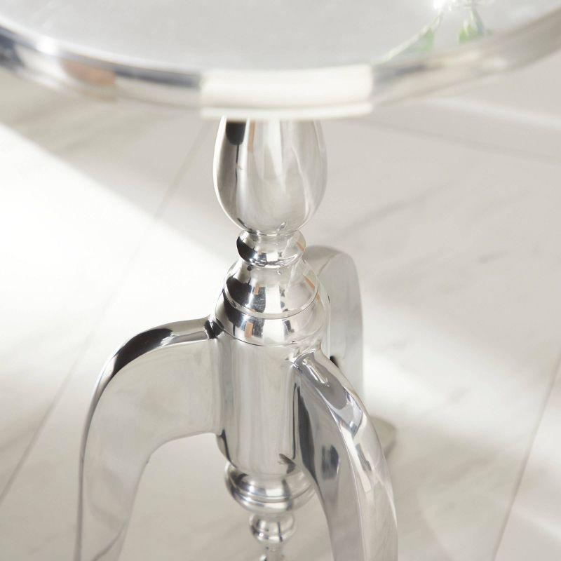 Metal Pedestal Table Silver - Olivia & May: Round Aluminum Side, Curved Legs, Traditional Style