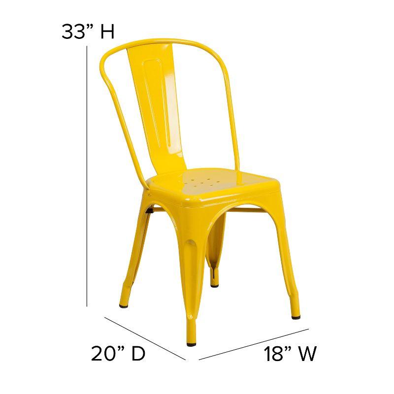 Vintage Bistro-Style Yellow Steel Stackable Side Chair