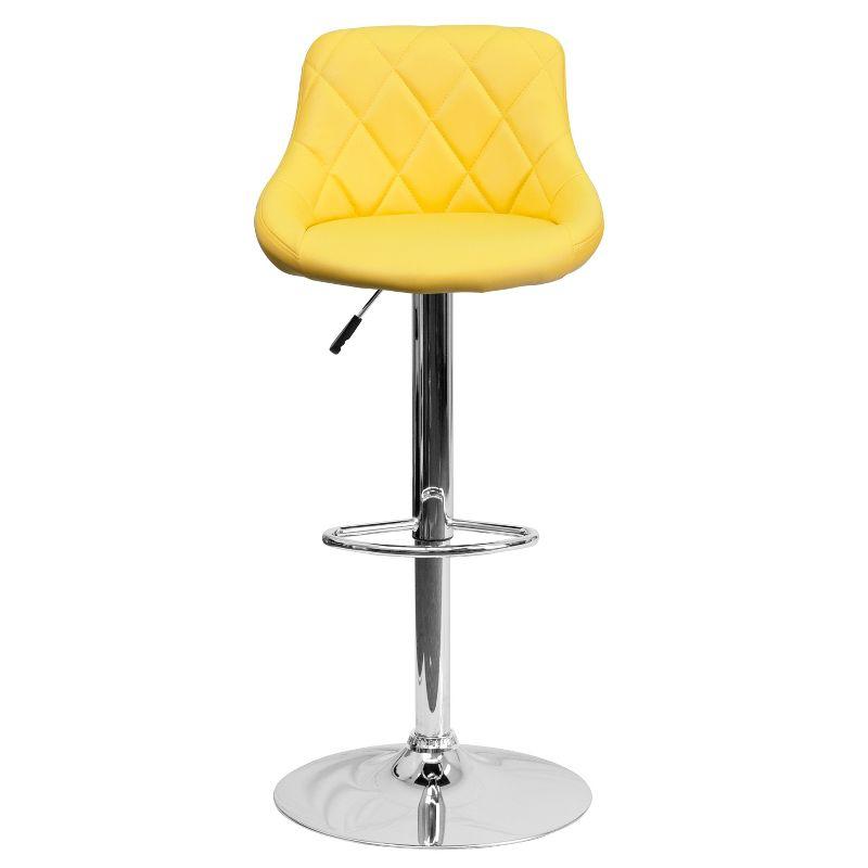 Flash Furniture Contemporary Vinyl Bucket Seat Adjustable Height Barstool with Diamond Pattern Back and Chrome Base