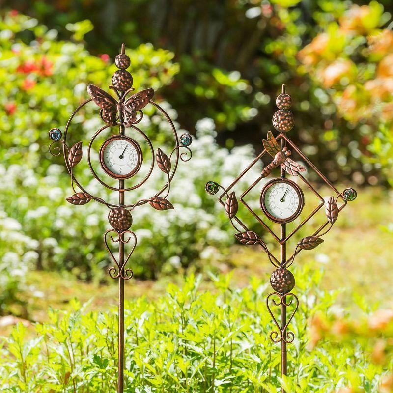 Evergreen Flag Beautiful Butterfly Thermometer Garden Stake - 9 x 32 x 1 Inches Homegoods and Decorations for Every Space