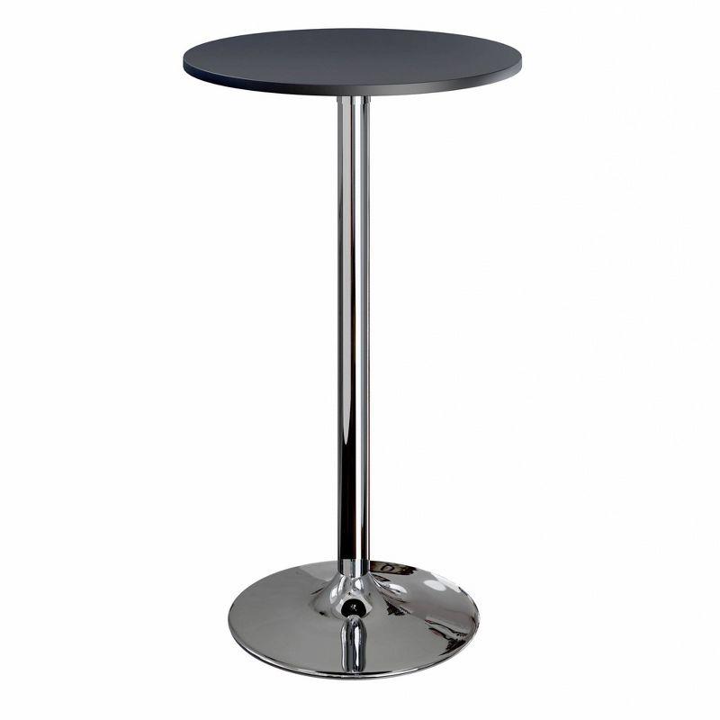 24" Spectrum Round Bar Height Table with Metal Legs Black - Winsome: Chrome Base, MDF Top, Contemporary Style