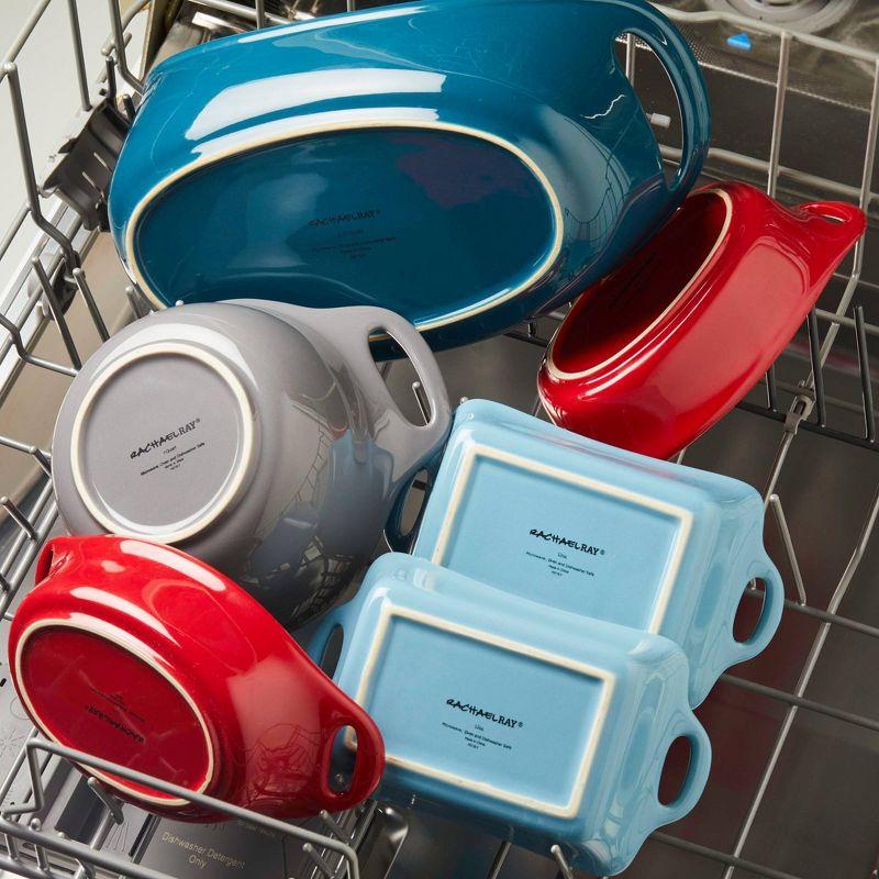 Rachael Ray Ceramic 1.25qt & 2.25qt Oval Bakers Marine Blue: Even-Heating Bakeware, Microwave & Dishwasher Safe