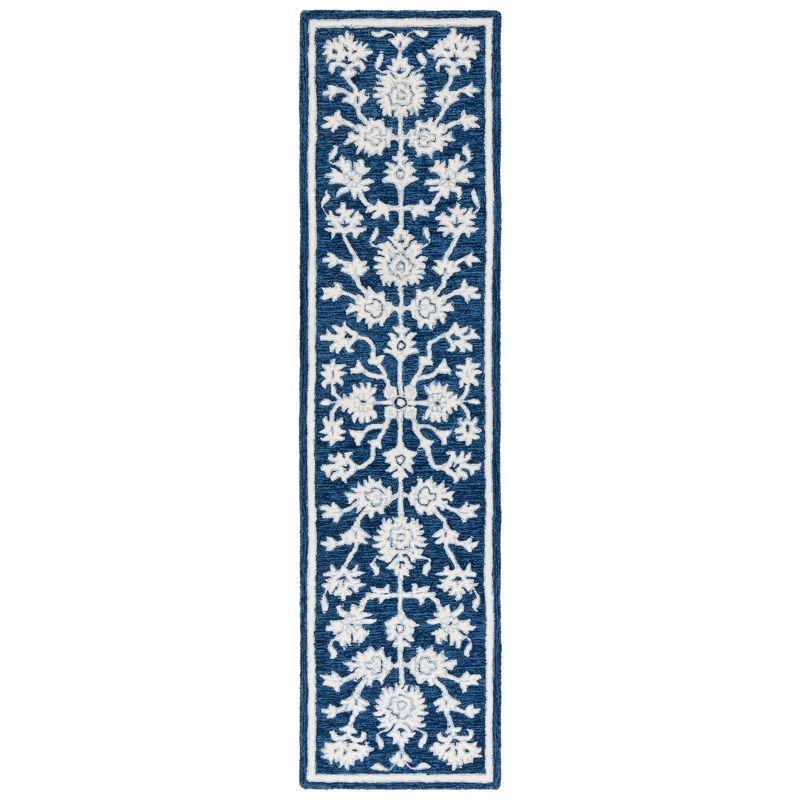 Ebony EBN134 Handmade Tufted Runner Rug - Navy/Ivory - 2'-3" X 9' - Safavieh