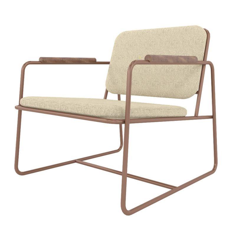 Manhattan Comfort2.0 Whythe Low Accent Chair Natural Linen/Corten : Upholstered, Steel Frame, No Assembly Required