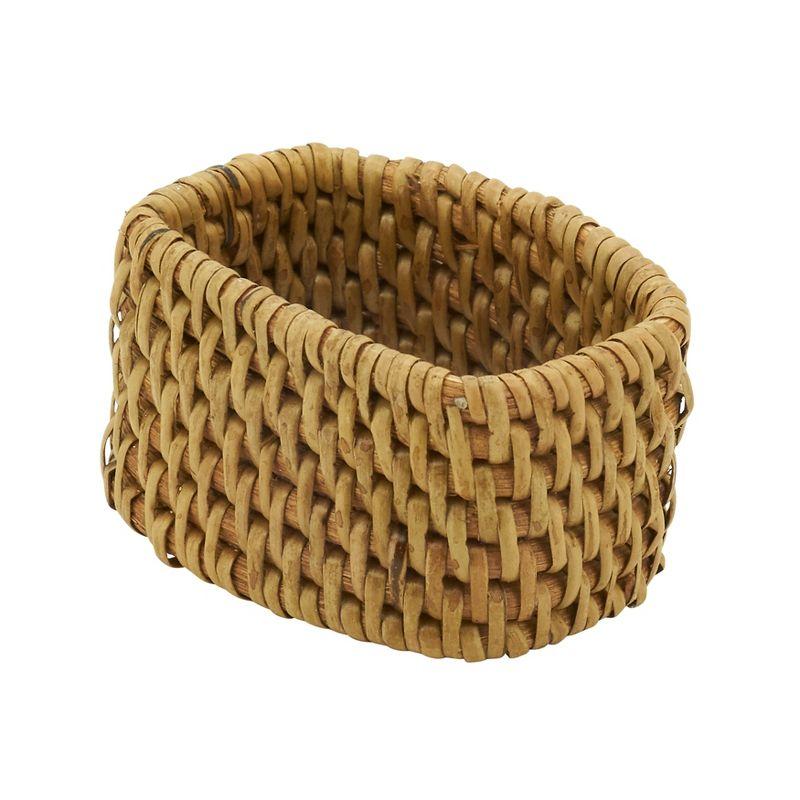 Set of 4 Caramel Woven Rattan Napkin Rings