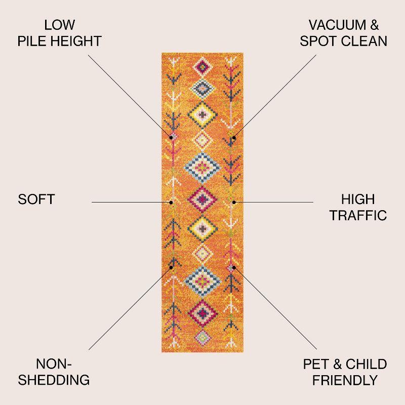 JONATHAN Y Love Geometric Orange/Multi 2 ft. x 8 ft. Runner Rug