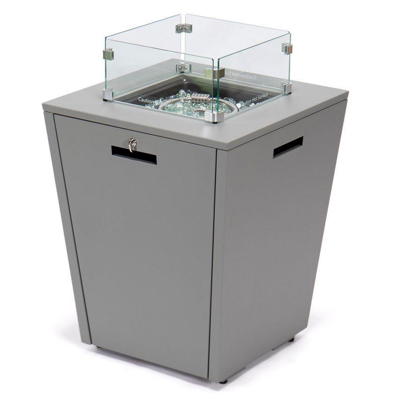 Chelsea Gray Gas Fire Pit Table with Glass Wind Guard