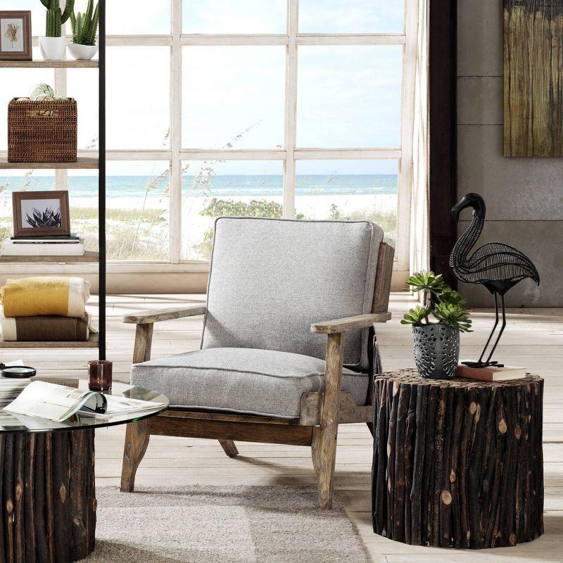 Malibu Accent Chair Gray: Upholstered Farmhouse-Inspired, Rubberwood Frame, 300lbs Capacity