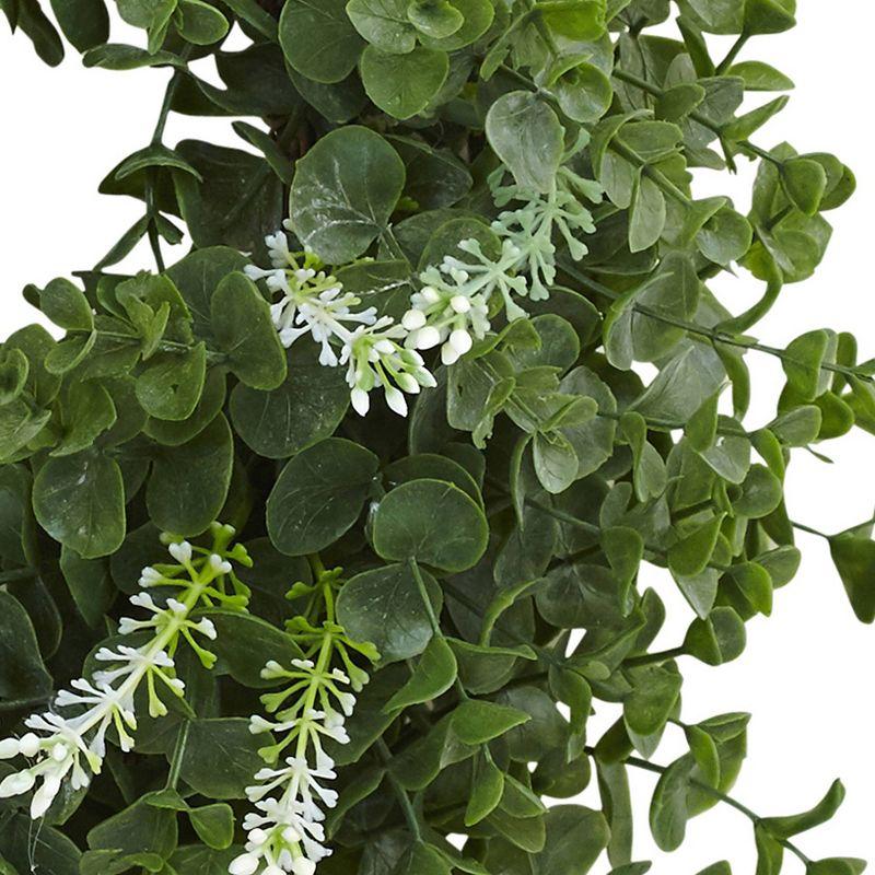 18" Artificial Eucalyptus and Twig Wreath - Nearly Natural: Faux Floral Decor, Indoor Spring/Summer Display, Unlit