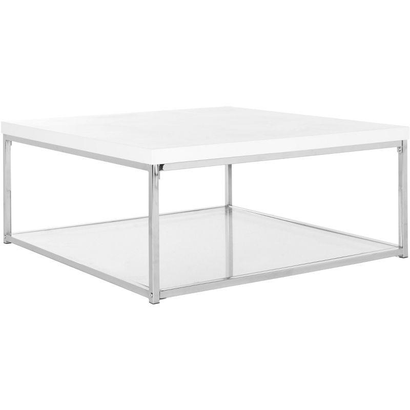 Malone High Gloss Coffee Table - White/Chrome - Safavieh