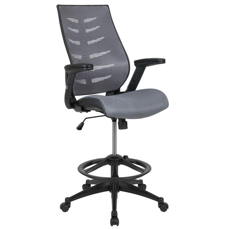 High Back Mesh Spine-Back Ergonomic Drafting Chair with Adjustable Foot Ring