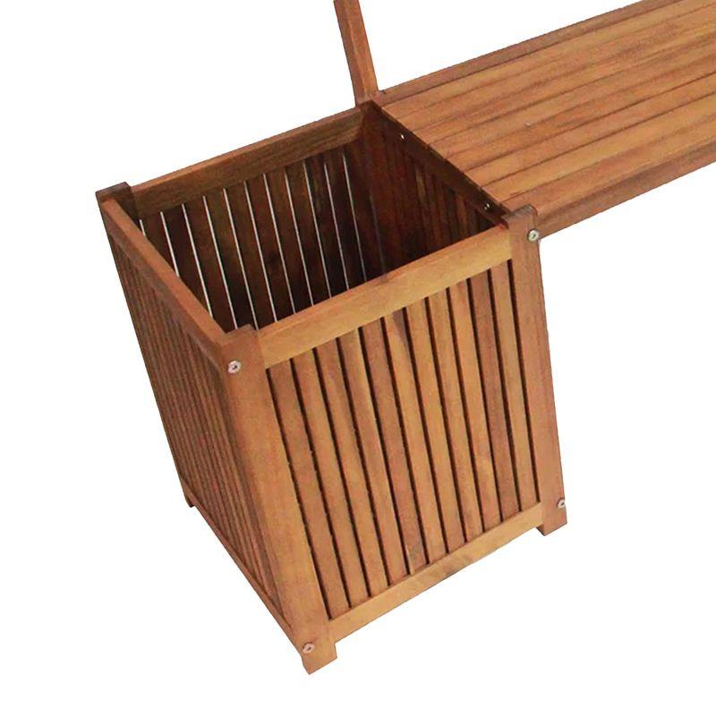 Leigh Country Multifunctional Durable Stained Finish Hardwood Bench with Planter Boxes, Hardware, and 350 Pound Weight Capacity, Tan