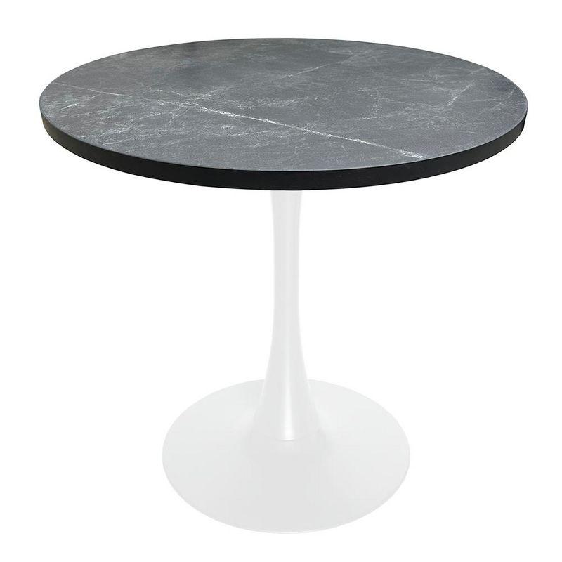 Bristol 36" Round Black MDF Dining Table with White Iron Base