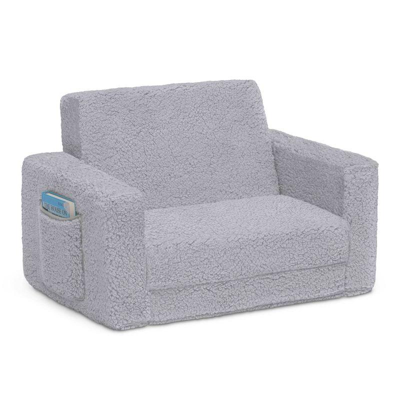 Delta Children Kids' Cozee Flip-Out Faux Shearling 2-in-1 Convertible Chair - Gray