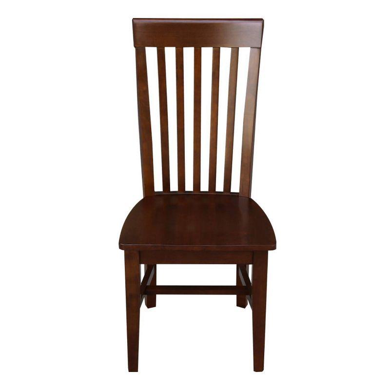 Tall Brown Wood Slat Back Dining Side Chair