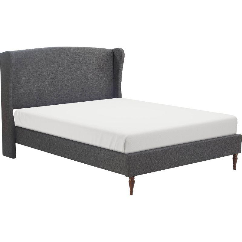 Queen Elmhurst Upholstered Wing Bed Frame Gray - Finch
