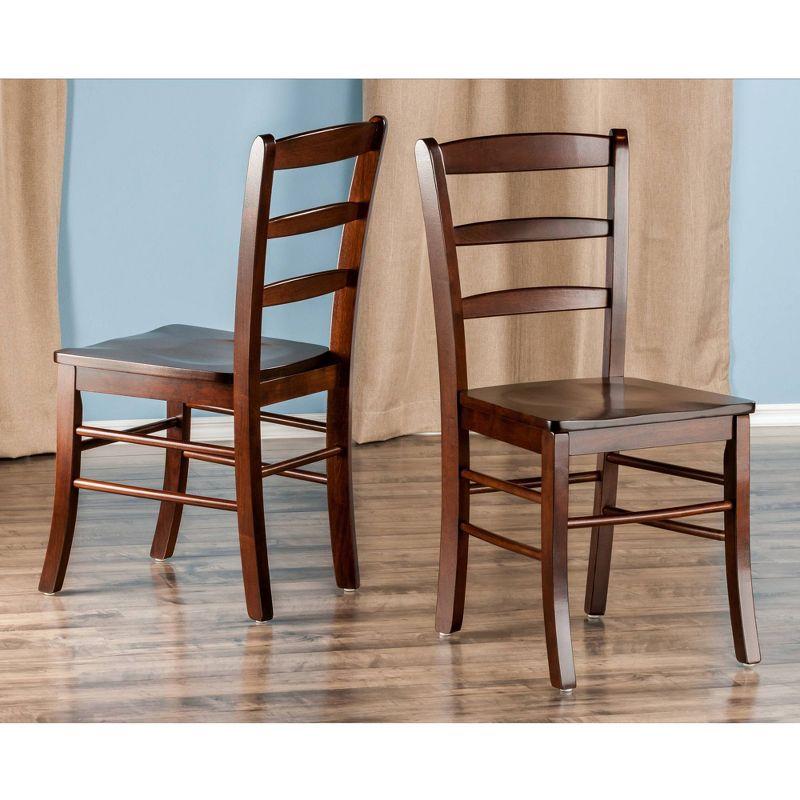 Set of 2 Ladder Back Chair Antique Walnut - Winsome: Hardwood, Non-Unupholstered, Kitchen Seating