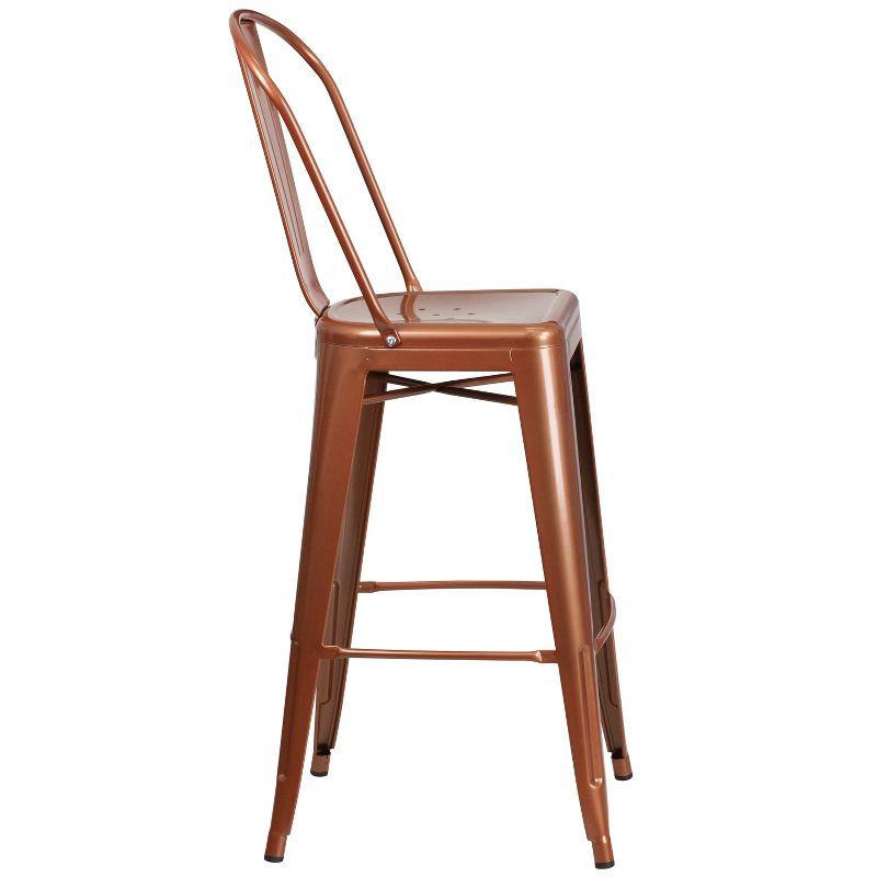 Flash Furniture Commercial Grade 30" High Copper Metal Indoor-Outdoor Barstool with Back